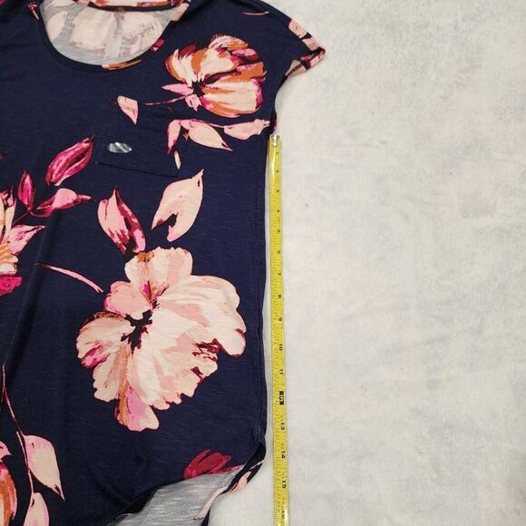 Maurices Womens Blouse size L Shirt Floral Top Short Sleeve - Picture 5 of 8